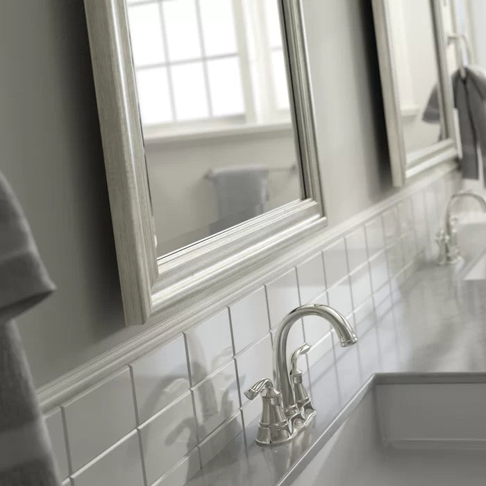 27.87" x 20.63" Nickel Deluxe Modern Beveled Bathroom/Vanity Mirror