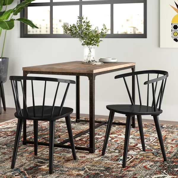 Black Demi-Lee Solid Wood Windsor Back Side Chair (Set of 2)