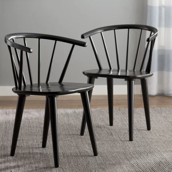 Black Demi-Lee Solid Wood Windsor Back Side Chair (Set of 2)