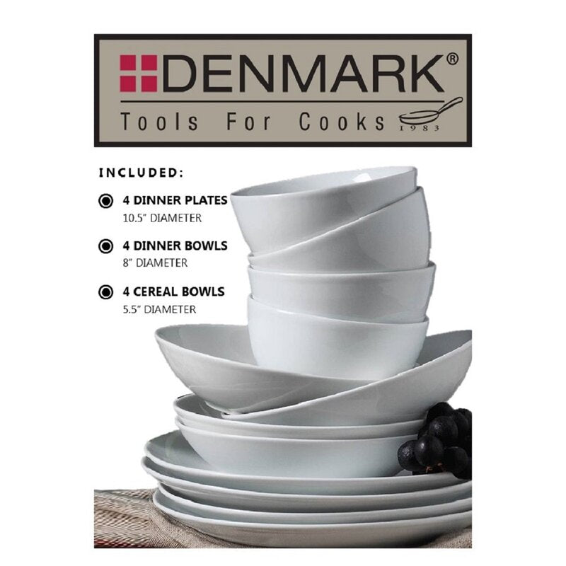 Denmark 12 Piece Dinnerware Set, Service for 4