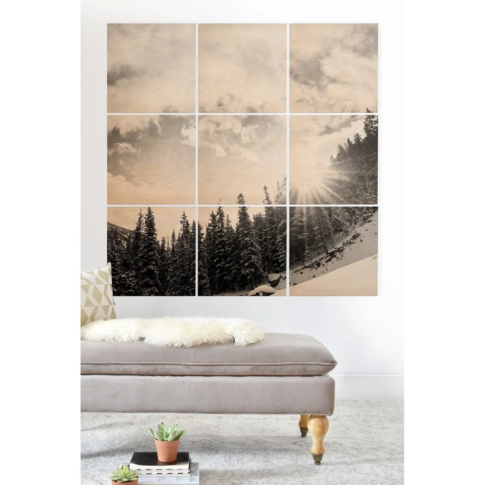 White Mountain Wood Wall Mural- 9 Squares - 4 x 4