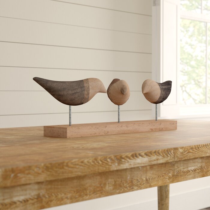 Beige/Gray/brown Denya Traditional Wood Bird Sculpture LX5457