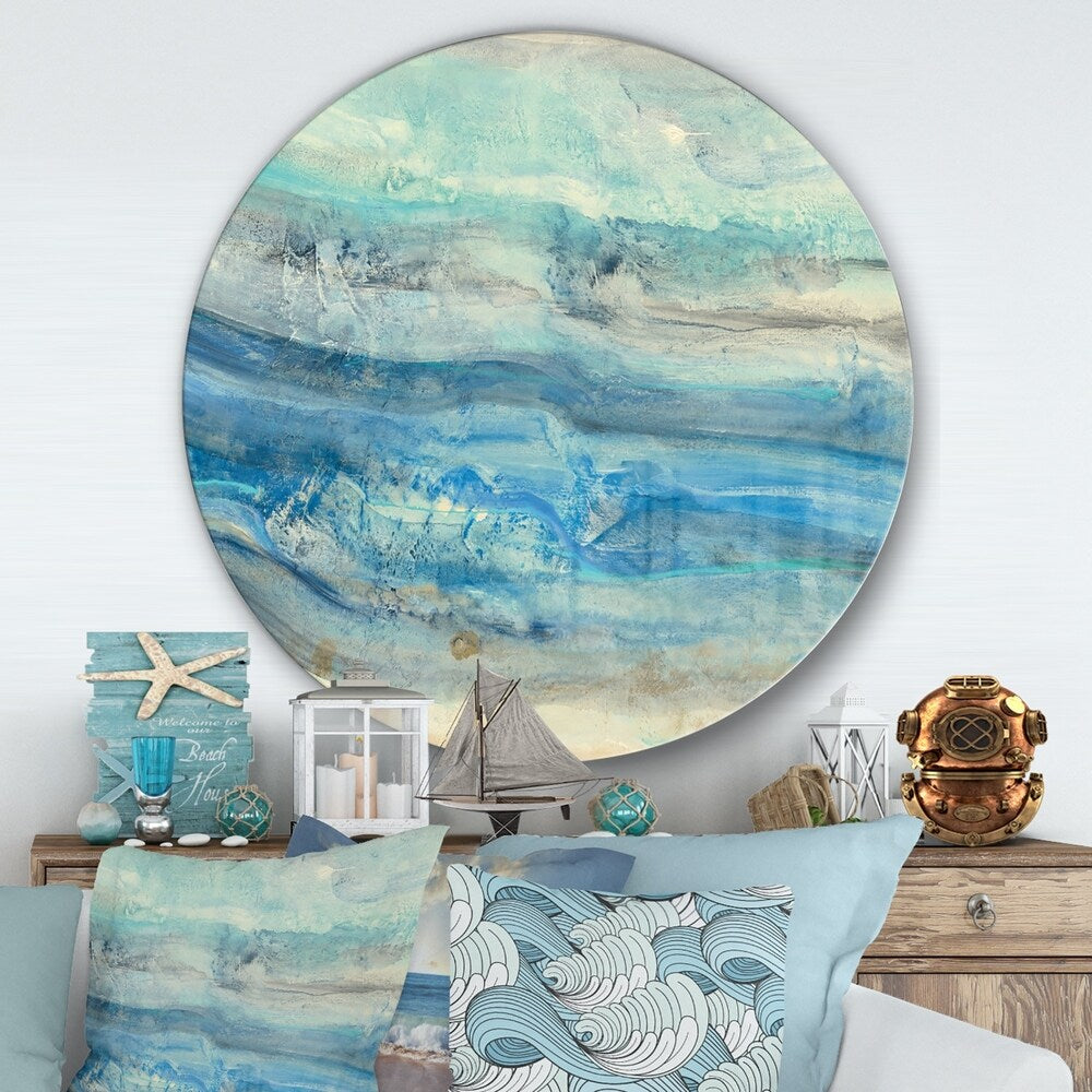 'Ocean Mineral Waves' Nautical & Coastal Metal Circle Wall Art - 23 x 23 - disc of 23 inch