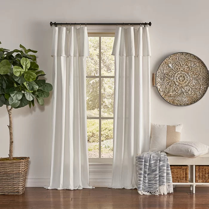 50" W x 108" L Destini 100% Cotton Solid Semi-Sheer Rod Pocket Single Curtain Panel