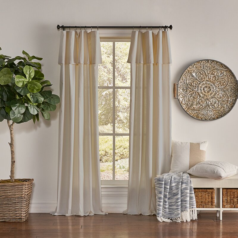 50" W x 84" L Destini 100% Cotton Solid Semi-Sheer Rod Pocket Single Curtain Panel