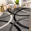 Devonshire Abstract Machine Woven Area Rug in Gray