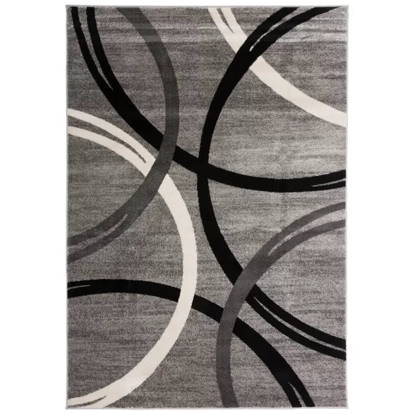 Devonshire Abstract Machine Woven Area Rug in Gray
