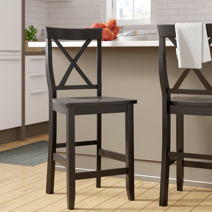 Black Diamondback Solid Wood Counter Stool (Set of 2)