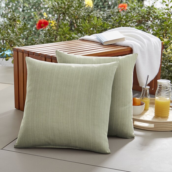 22" x 22" Diceman Sunbrella Textured Light Green/Ivory Indoor/Outdoor Throw Pillow Cover & Insert (Set of 2)