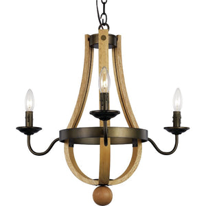 Dimitri 3 - Light Candle Style Empire Chandelier with Wood Accents 7053