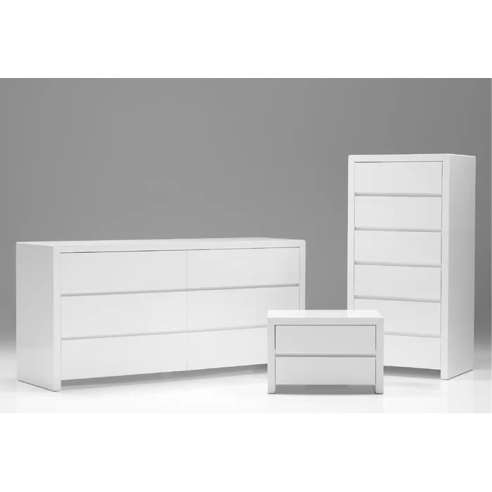 16" H x 24" W x 18" D High Gloss White Donaghy 2 - Drawer Nightstand