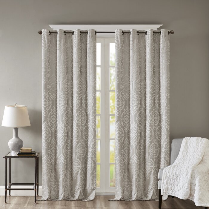 Dora Damask Max Blackout Thermal Grommet Single Curtain Panel (Set of 2) PK372