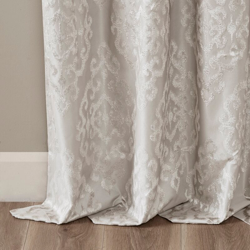 50" W x 108" L Dora Damask Max Blackout Thermal Grommet Single Curtain Panel