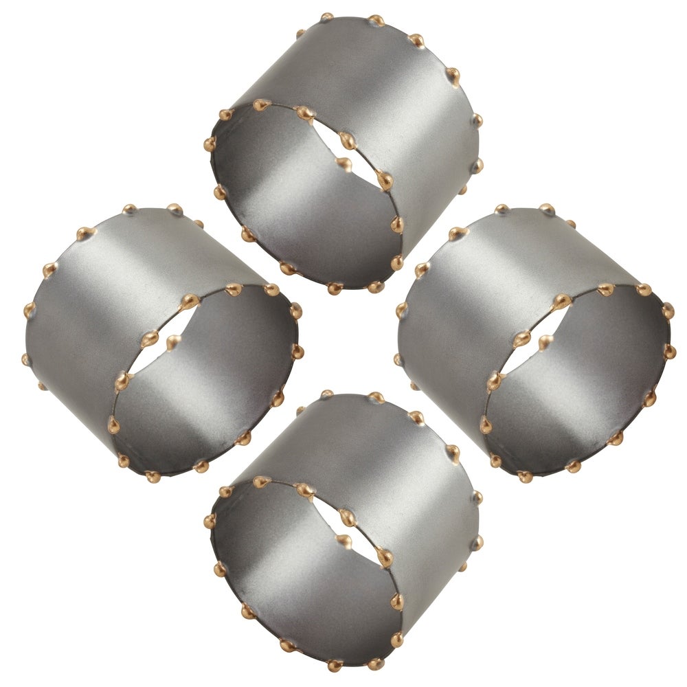 Dot Rim Iron Napkin Rings (Set of 4) - Silver