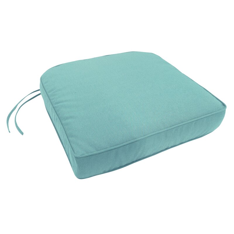 3.5" H x 17" W x 17" D Double-Piped Indoor/Outdoor Sunbrella Contour Chair Cushion with Ties and Zipper (Set of 6)