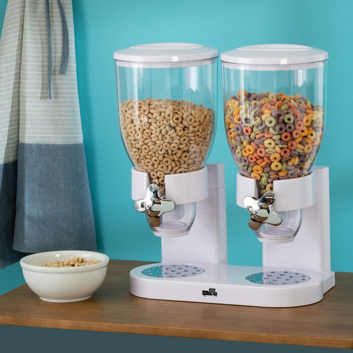 White Double Cereal Dispenser