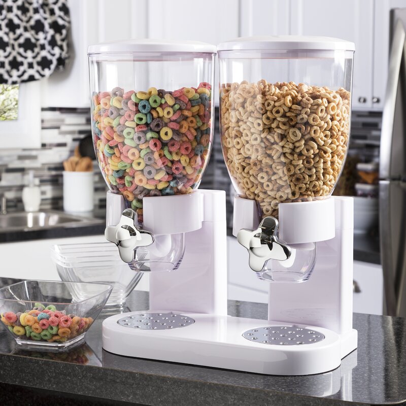White Double Cereal Dispenser, LC202