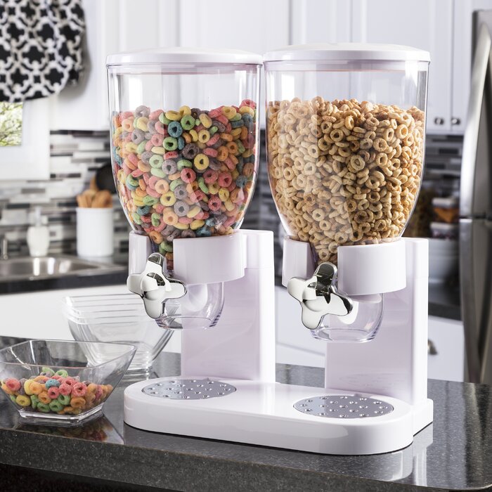 White Double Cereal Dispenser