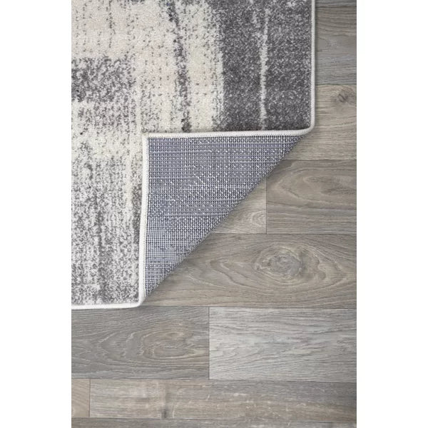 Doucette Abstract Machine Woven Area Rug in Cream/Black/Light Gray/Dar