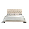 Beige Drusilla Tufted Upholstered Low Profile Standard Bed, King