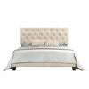 Beige Drusilla Tufted Upholstered Low Profile Standard Bed, King