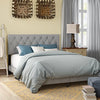 Beige Drusilla Tufted Upholstered Low Profile Standard Bed, King