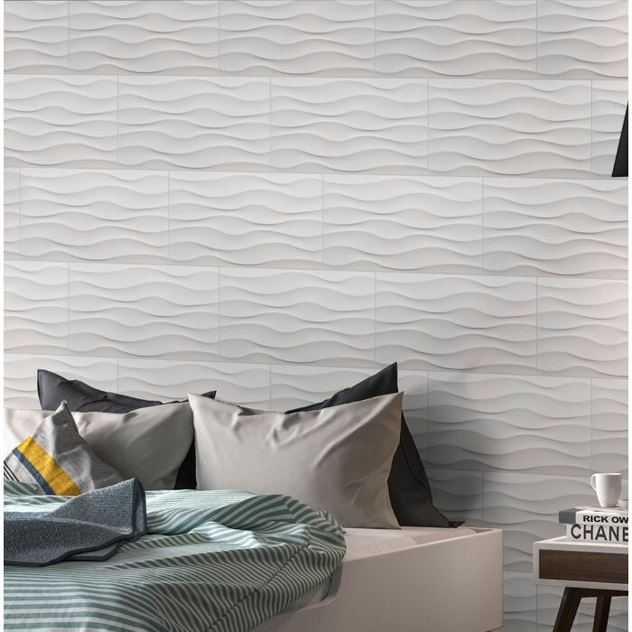 4 Boxes - Dymo 12" x 24" Ceramic Fabric Look Tile, White - Approx. 64 Square Feet (#K5068 - 4 BOXES)