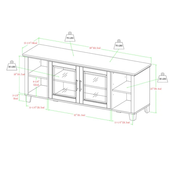 White Oak Eberardo TV Stand for TVs up to 58