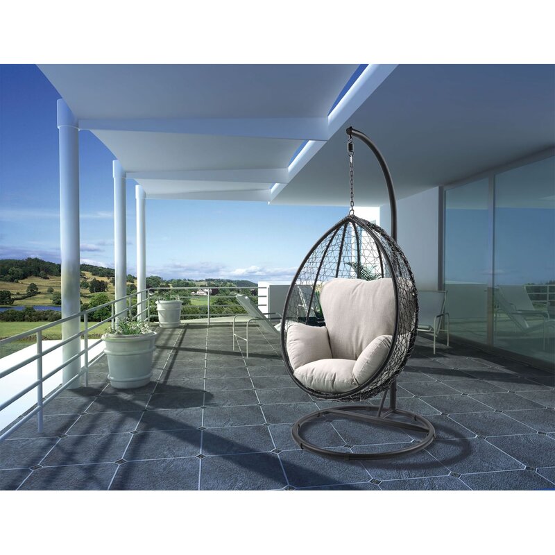 Black Frame/Beige Cushion Edgehill 1 Person Porch Swing