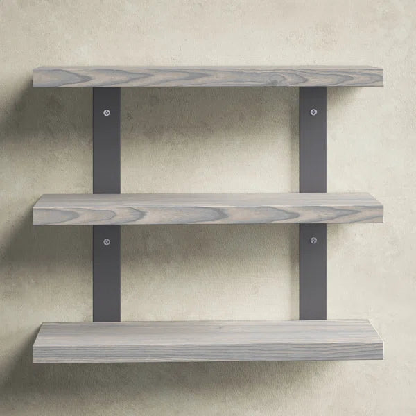 20" H x 24" W x 5.5" D Gray Edmonson 3 Piece Pine Solid Wood Tiered Shelf