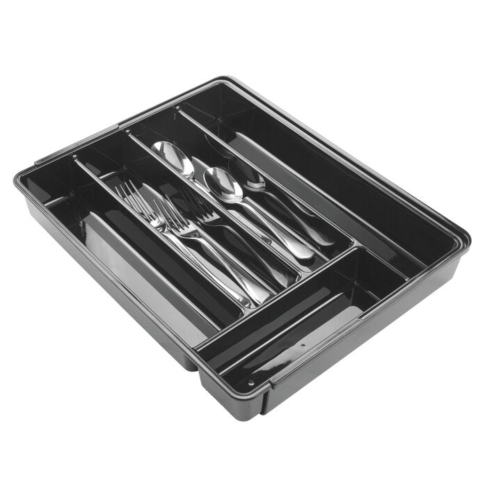 Black Eita Adjustable Flatware & Kitchen Utensils Drawer Organizer EJ854
