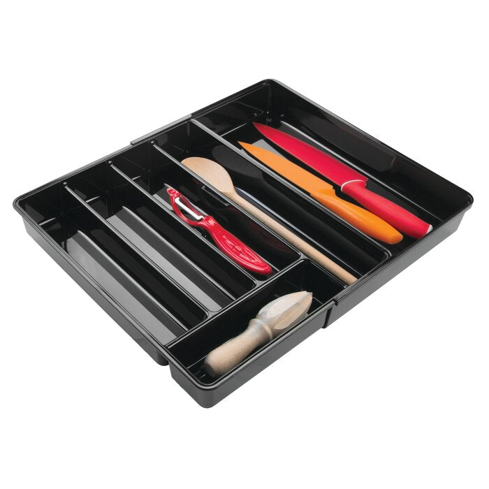 Black Eita Adjustable Flatware & Kitchen Utensils Drawer Organizer EJ854