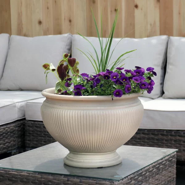 Beige Elbdrige Resin Urn Planter, set of 1