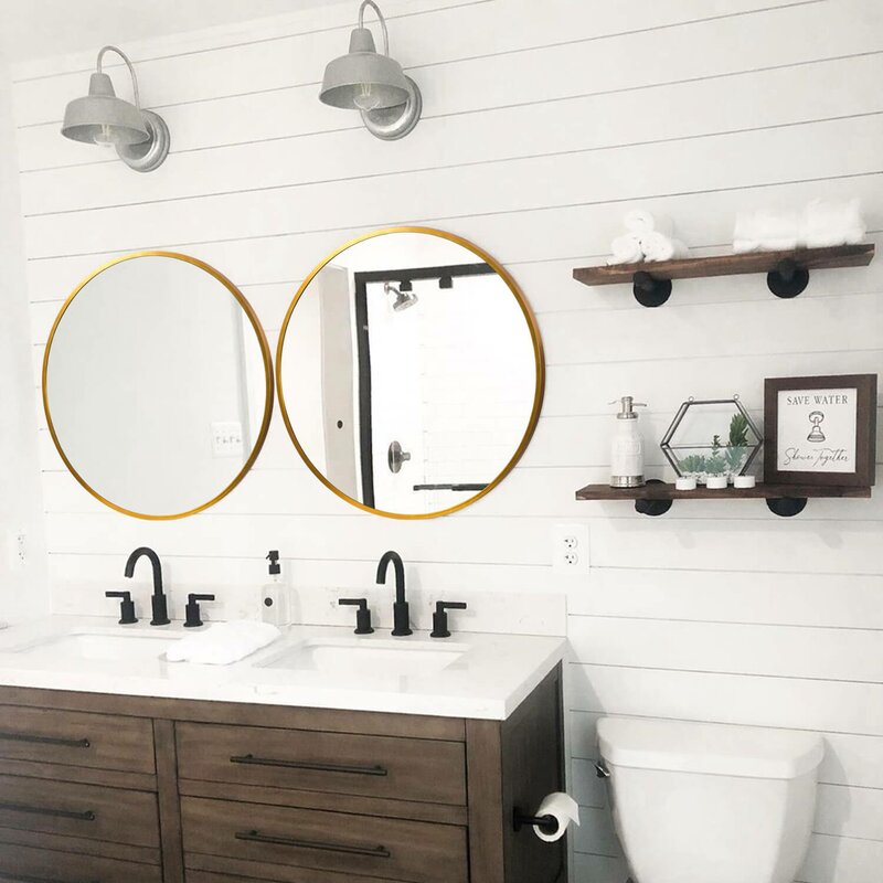 28" x 28" Gold Elberta Modern & Contemporary Bathroom / Vanity Mirror CYB658