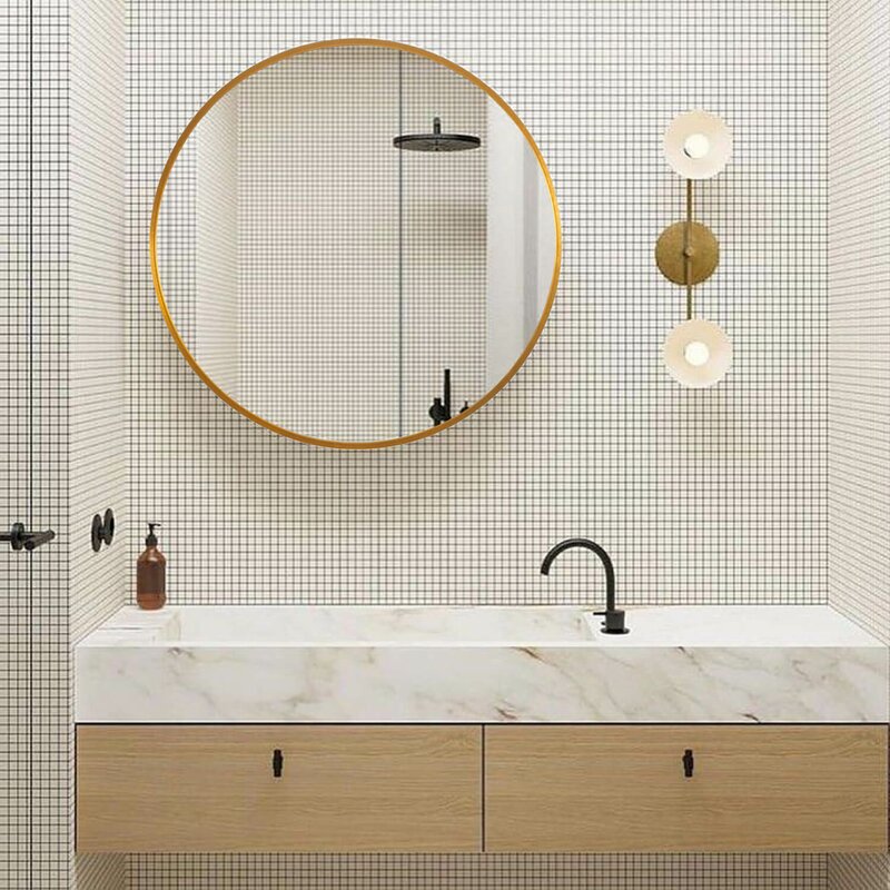 28" x 28" Gold Elberta Modern & Contemporary Bathroom / Vanity Mirror CYB658