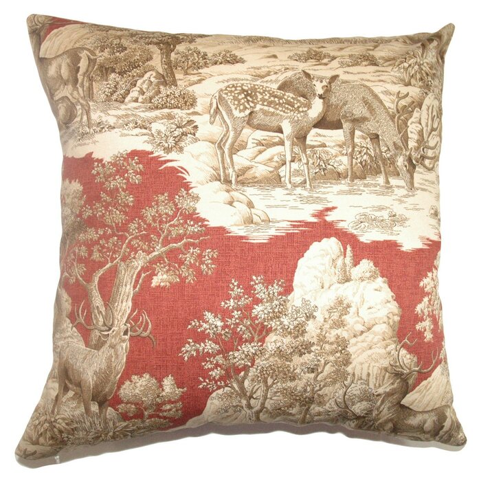 18" x 18" Elijah Toile Cotton Throw Pillow Cover