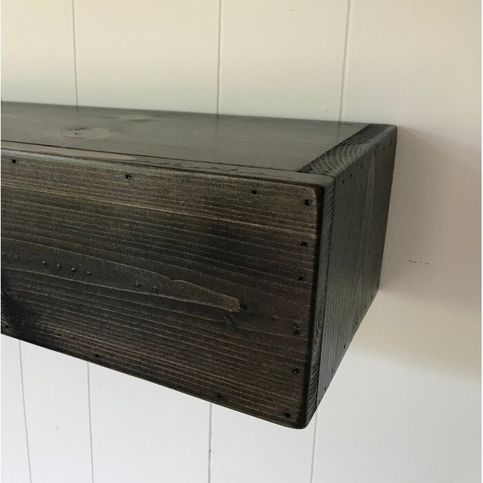 4" H x 36" W x 8" D - Elin Ebony Pine Solid Wood Floating Shelf TTR354