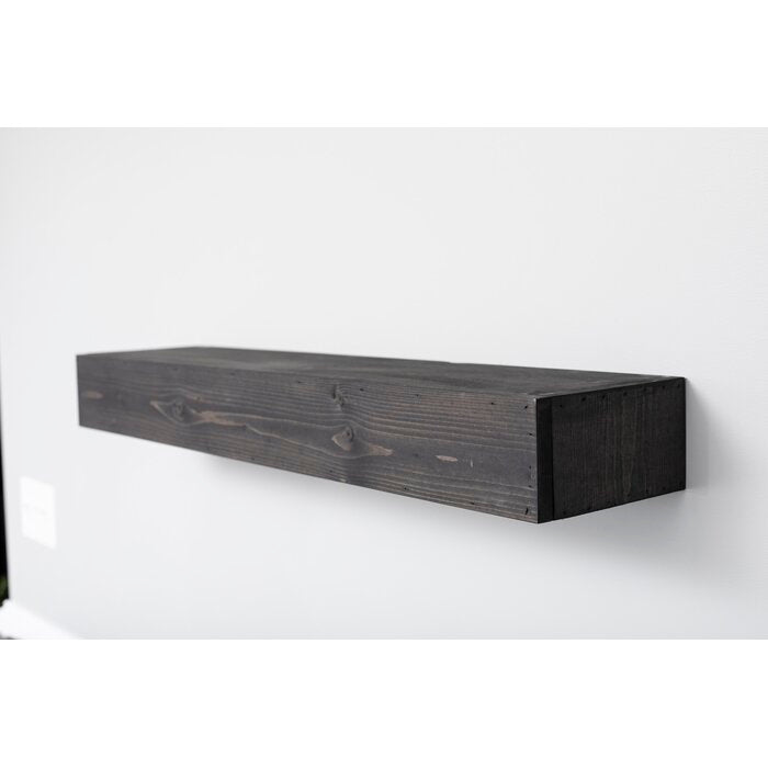 4" H x 36" W x 8" D - Elin Ebony Pine Solid Wood Floating Shelf TTR354