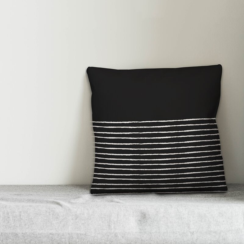 20" x 20"   Black Elivra Striped Throw Pillow Set of 2 - SC109