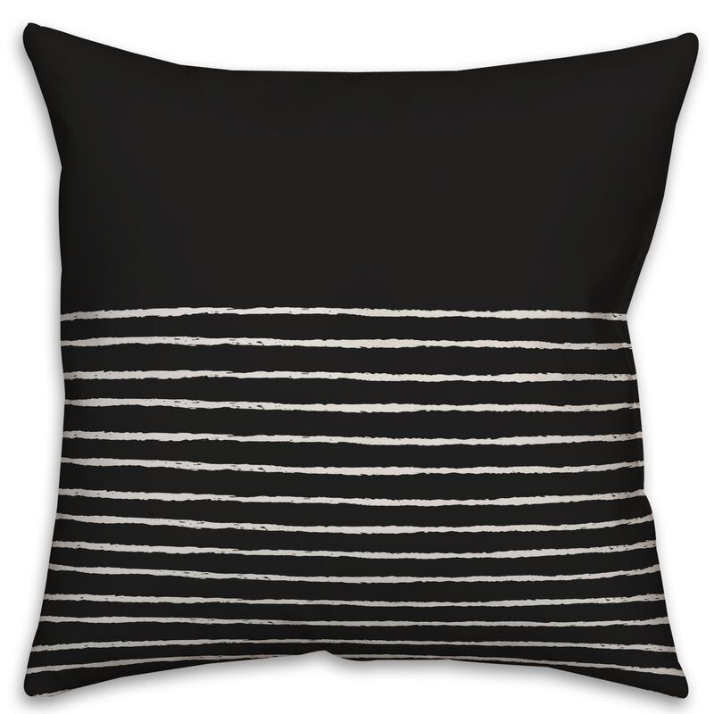 20" x 20"   Black Elivra Striped Throw Pillow Set of 2 - SC109