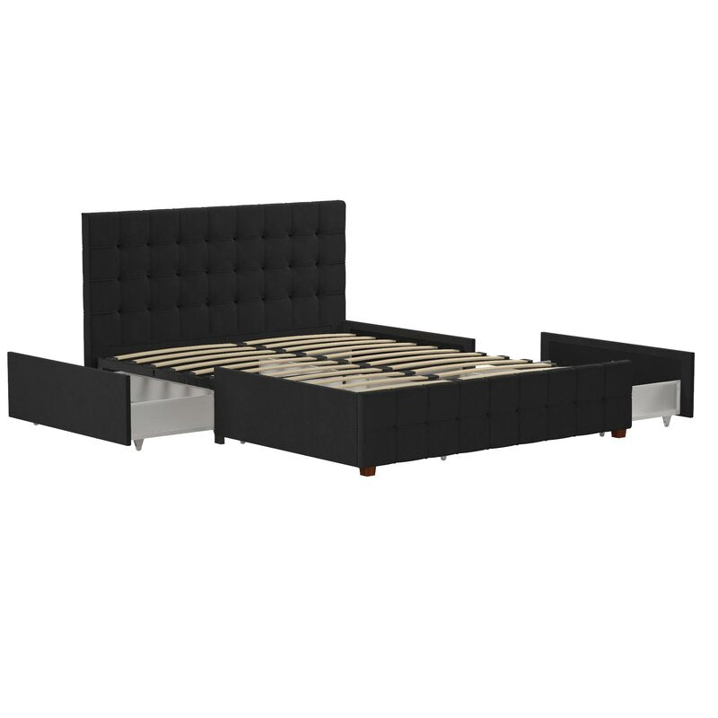 Elizabeth Tufted QUEEN Upholstered Low Profile Storage Platform Bed *AS-IS*