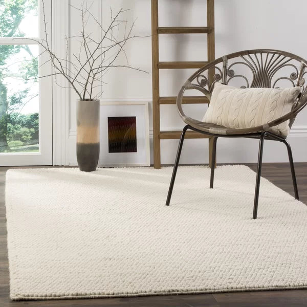 Elle Handmade Tufted Area Rug in Ivory rectangle 8'x10'