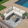 Ellenburg 4 Piece Rattan Sectional Seating Group with Cushions