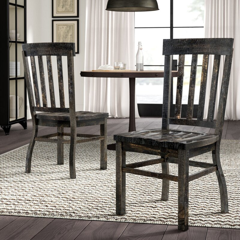 Set of 2 - Ellenton Solid Wood Slat Back Side Chairs, Peppercorn (#K2048)