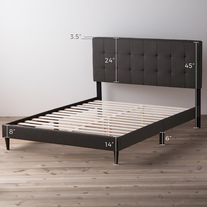 Elmina tufted solid wood and upholstered low hotsell profile platform bed