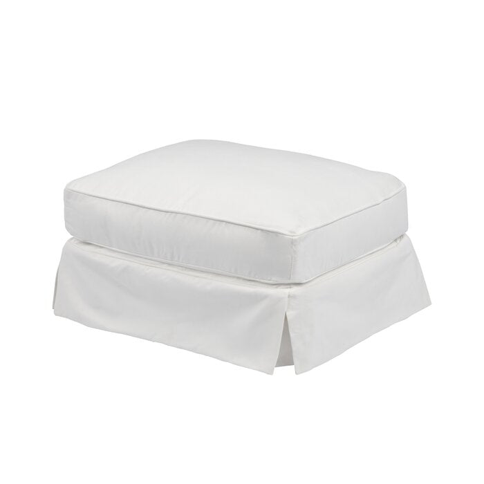 Elsberry Box Cushion Ottoman Slipcover, White (#K1782)