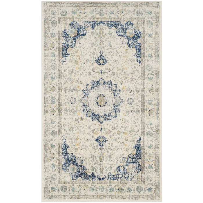 Elson Oriental Area Rug in Ivory/Blue/Yellow, Rectangle 2'2" x 4'