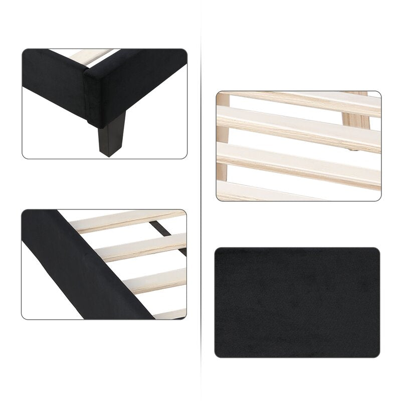 Black Emanuell Tufted Low Profile Bed king