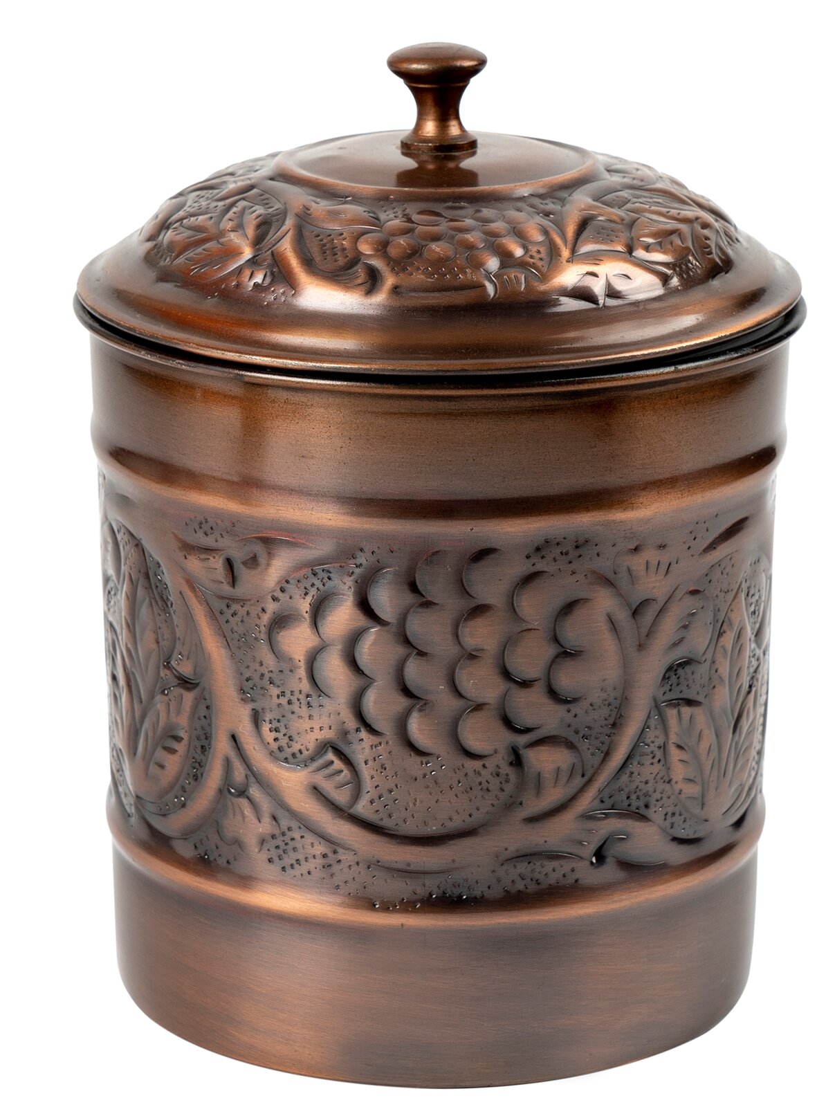 4 QT, 8.5" H x 6.75" W x 6.75" D Copper Embossed Kitchen Canister CL341