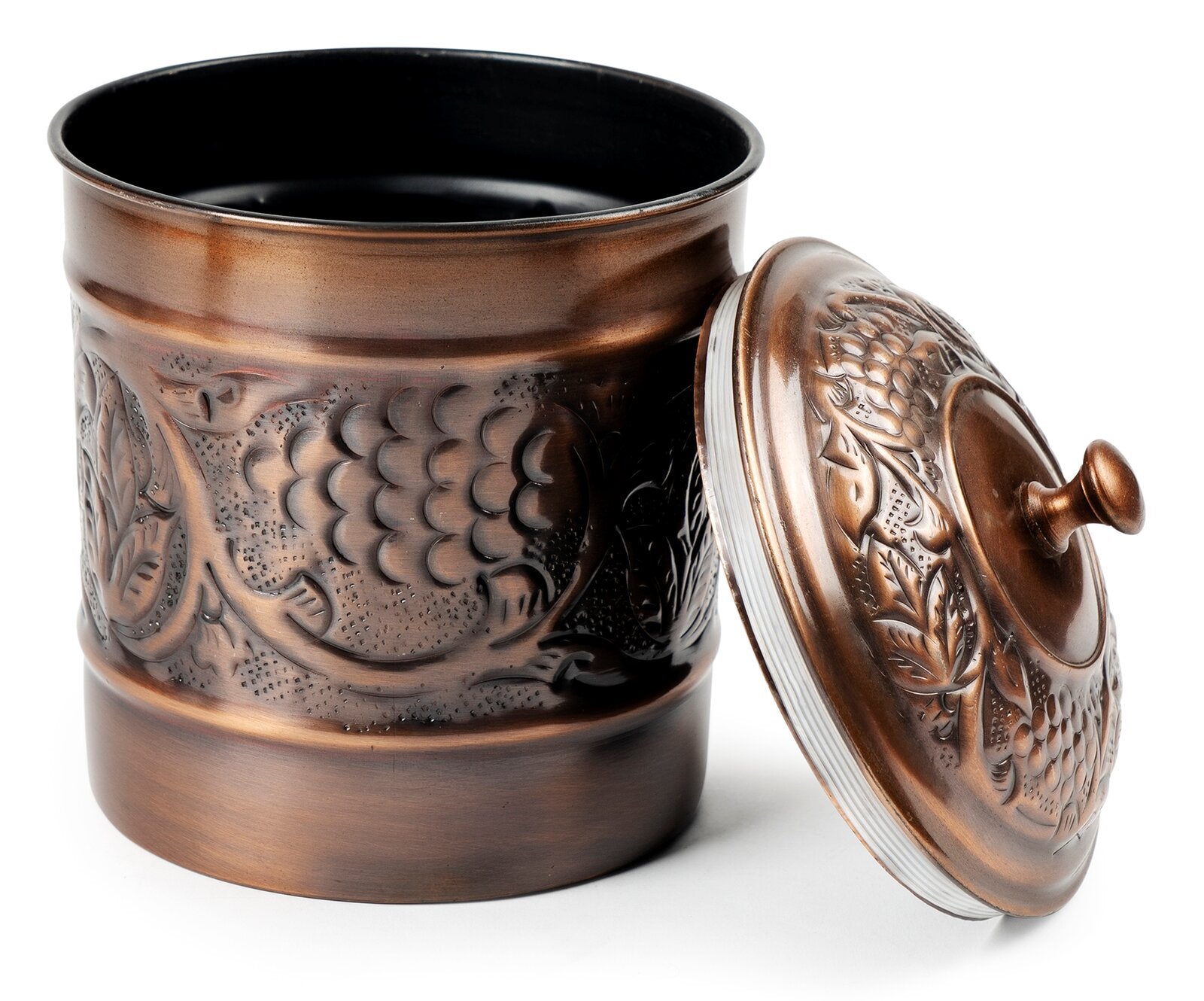 4 QT, 8.5" H x 6.75" W x 6.75" D Copper Embossed Kitchen Canister CL341
